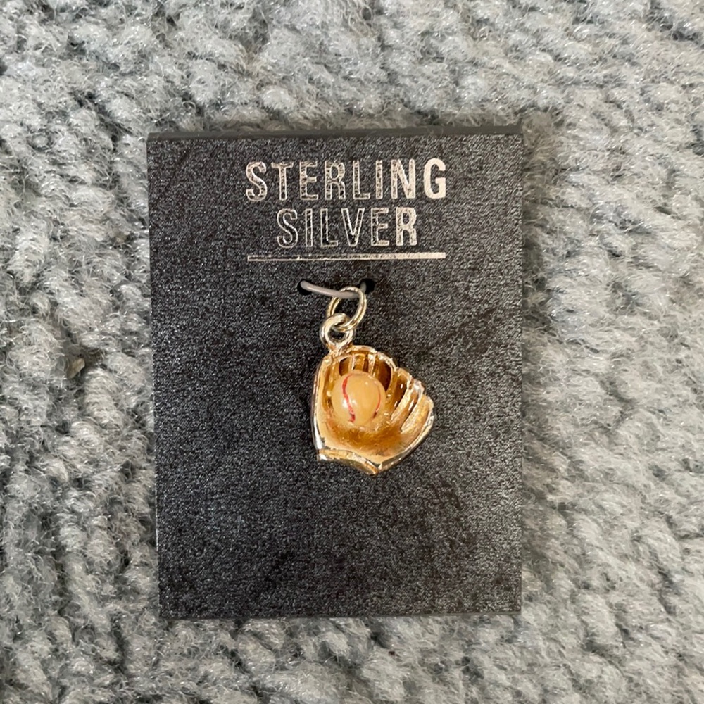 Baseball and glove Necklace charm
